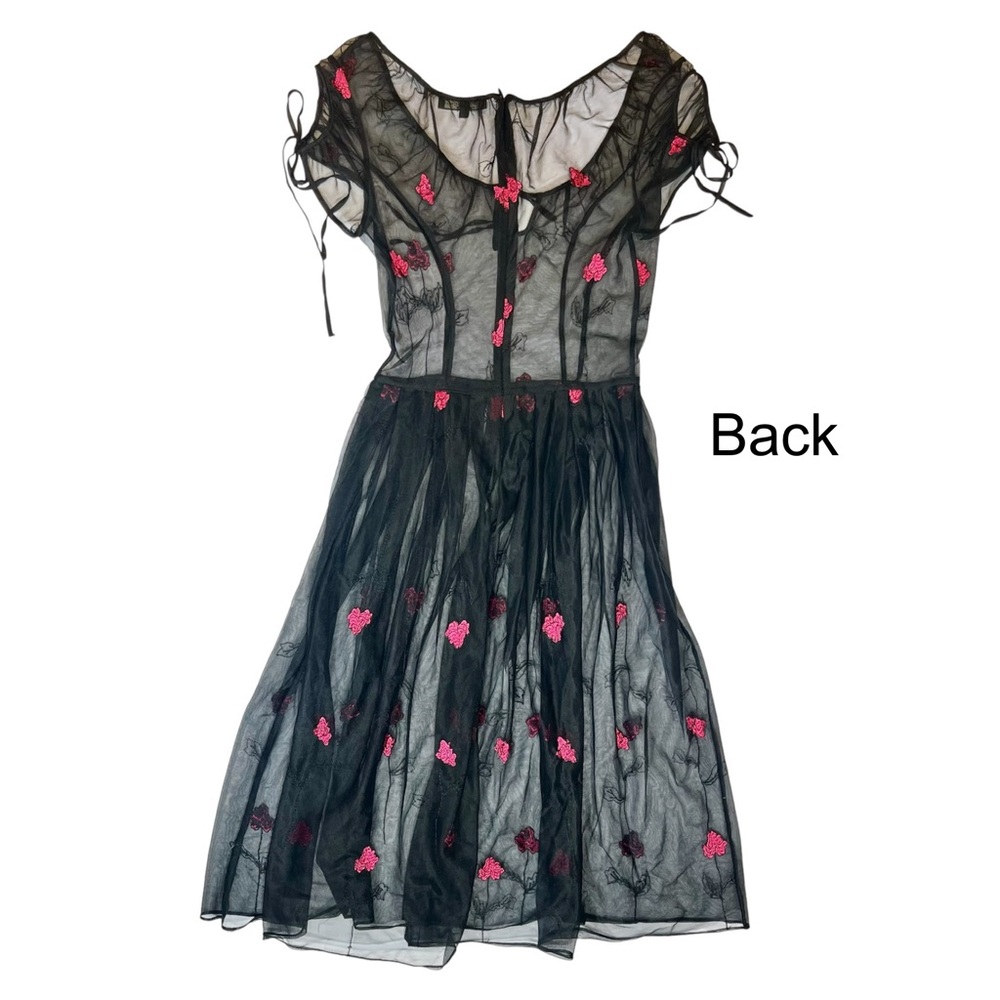 Vintage Betsey Johnson Sheer Dress Embroidered 90s Y2K Whimsygoth Fairy Floral P - Picture 6 of 14